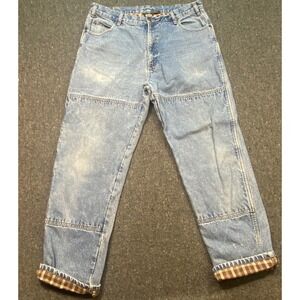 Guide Gear Flannel Lined Double Knee Jeans Sz 38 Mens Blue Workwear Gorpcore